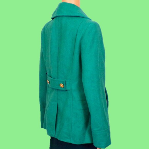 OLD NAVY size M green pea coat polyester/wool dry clean only - Picture 6 of 16